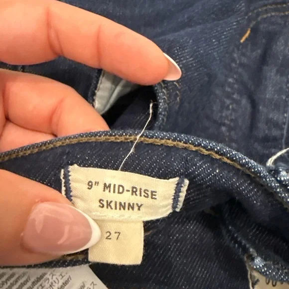 Madewell 9” Mid-Rise Skinny Jeans Size 27 Dark Wash Stretch Denim - Picture 7 of 7